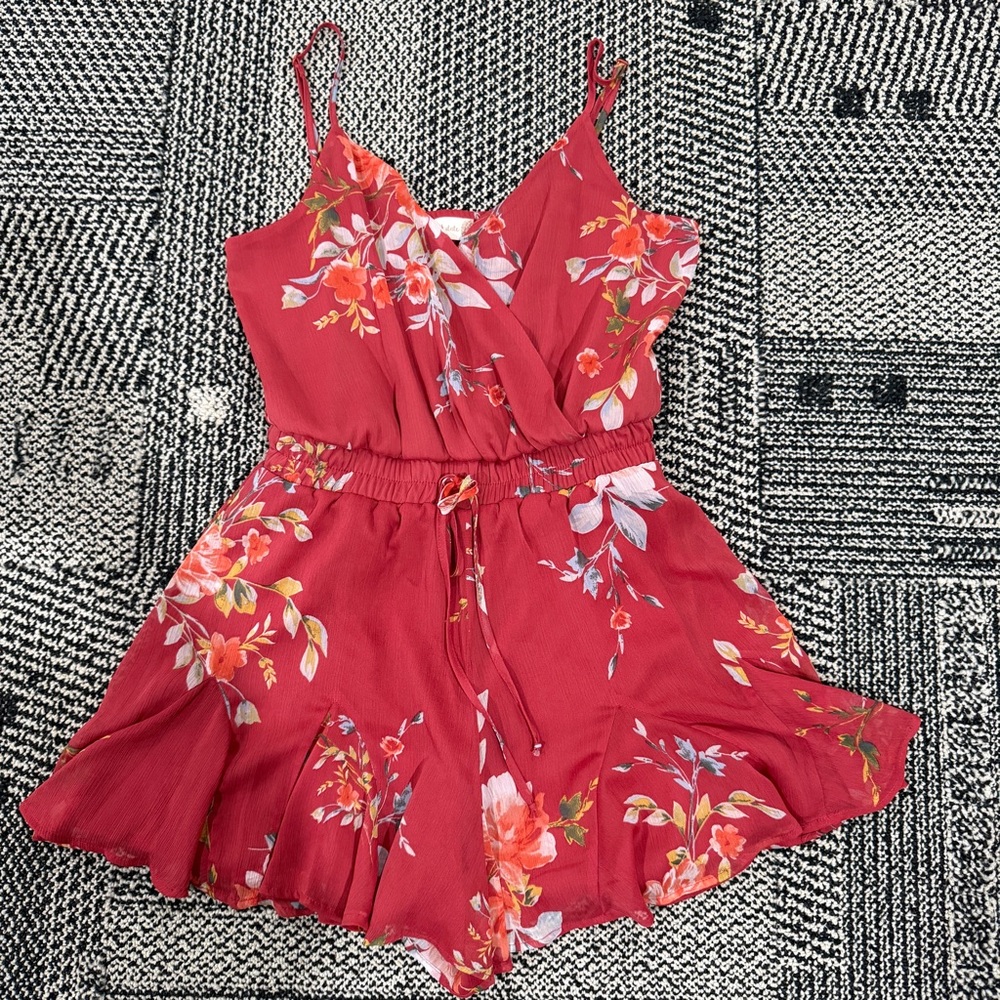 Altar'd State Red Floral Romper
